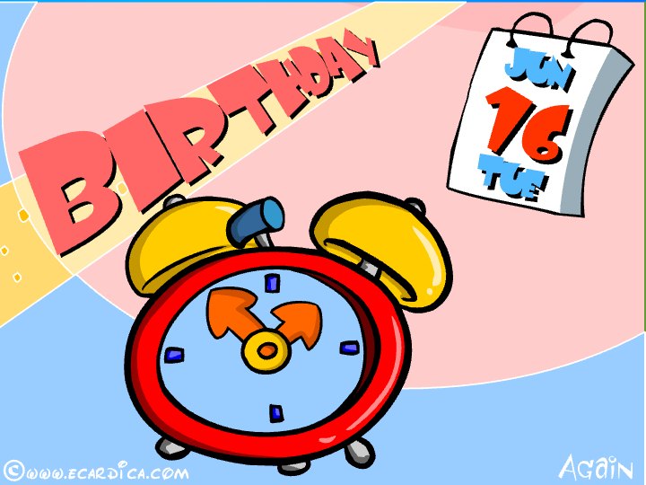 Birthday Reminder Alarm Clock eCard - free Just Because greeting card