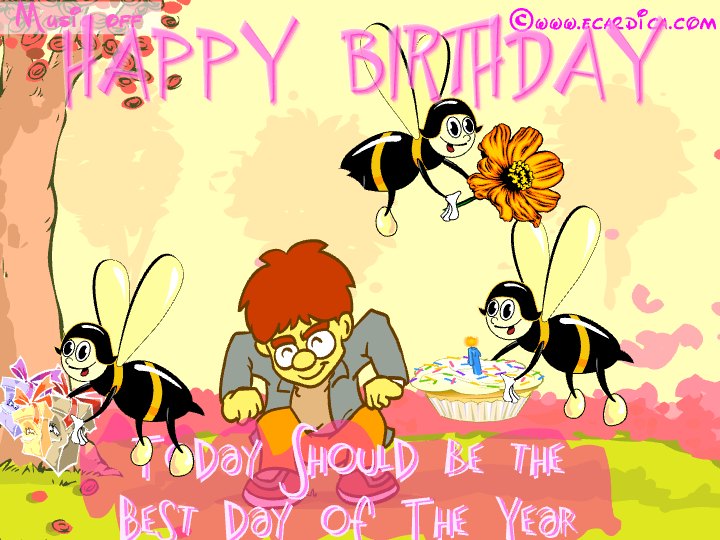 Happy Birthday Busy Bees eCard - free Birthday greeting card