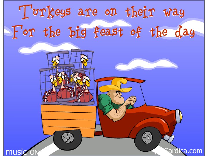 Turkeys On Their Way Feast