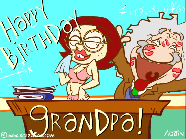 Lipstick Kisses For Grandpa eCard - free Grandpa Birthday greeting card