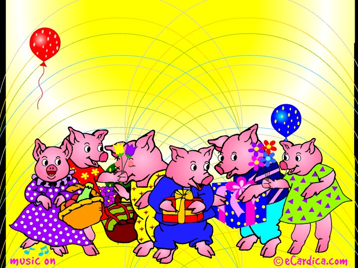 Singing Birthday Pig Parade eCard - free Birthday greeting card