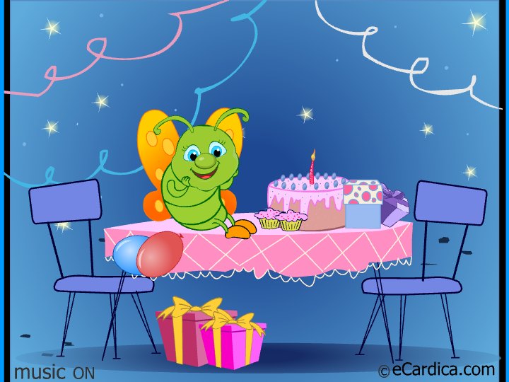 Birthday Butterfly Cake Party eCard - free Birthday greeting card