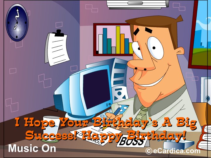 Big Success Boss Birthday eCard - free Boss's Day greeting card