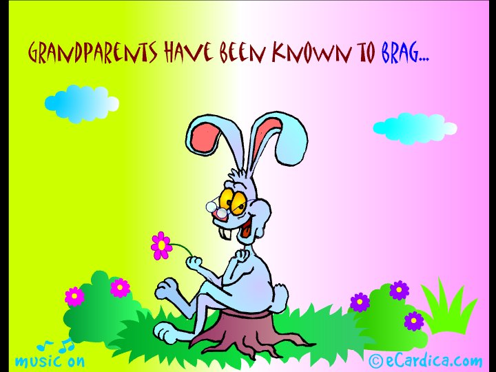 Bragging Grandparents Bunny eCard - free Family greeting card