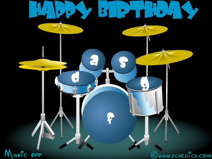 Happy Birthday Drum Set eCard - free Brother Birthday greeting card