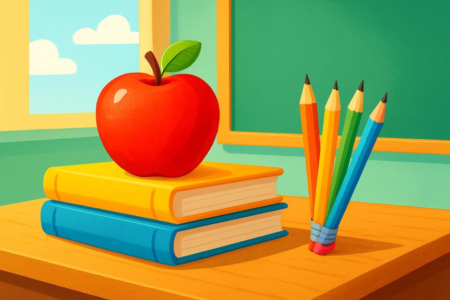 An Apple and Books eCard - free Back to School greeting card