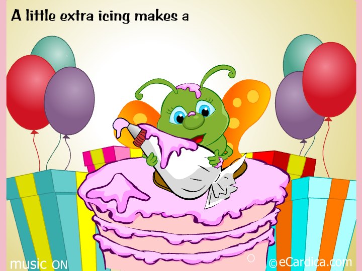 Butterfly Frosting A Birthday Cake eCard - free Just Because greeting card