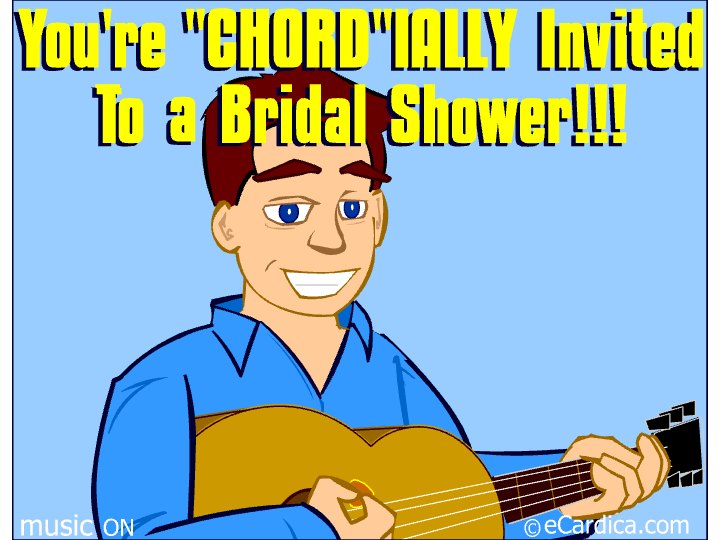 Chord-ially Invited To Bridal Shower eCard - free Wedding greeting card