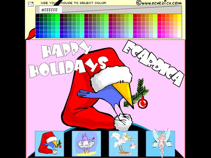 Color The Happy Holidays Bird eCard - free Holiday greeting card