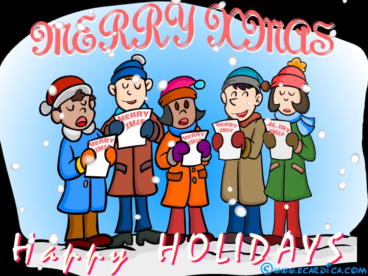 Merry Xmas Carol Singers eCard - free Christmas greeting card