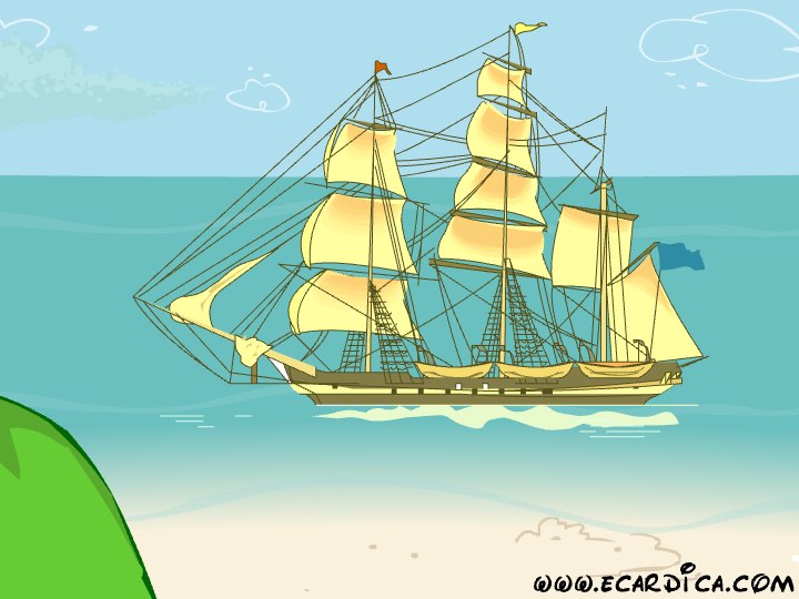 Tall Ship Sailing The Ocean eCard - free Columbus Day greeting card