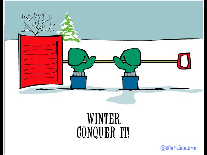 Winter Conquer It Snow Shoveling eCard - free Winter greeting card