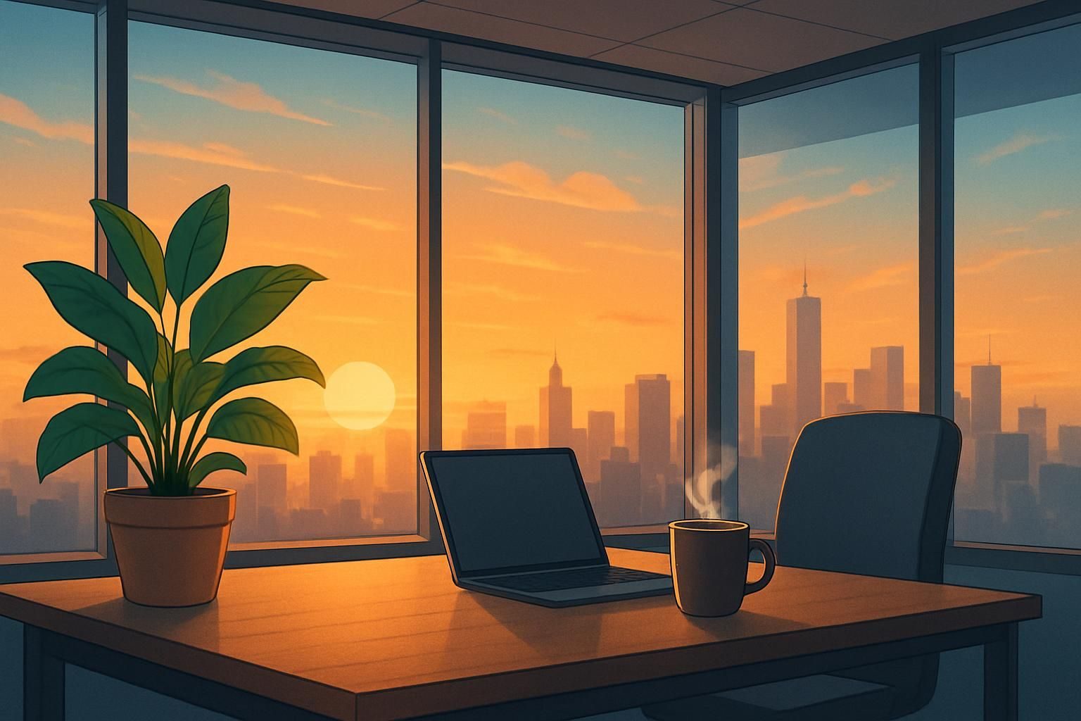 Corner Office Sunrise eCard - free Boss's Day greeting card