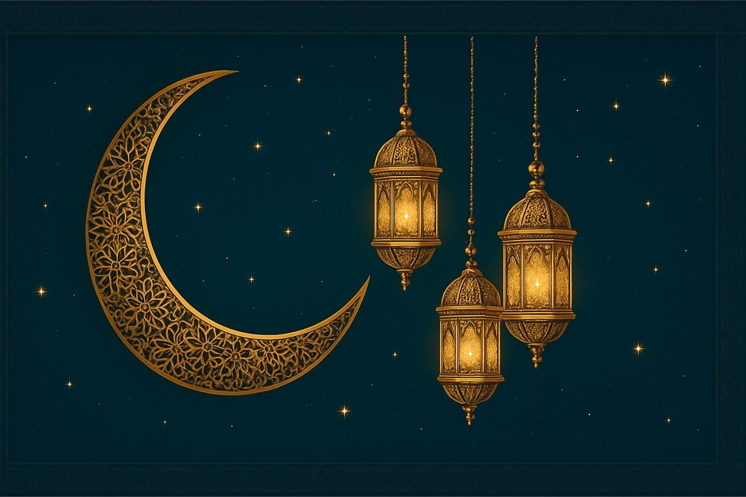 Crescent & Lanterns eCard - free Eid greeting card