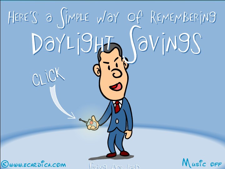 Daylight Savings Spring Forward Reminder eCard - free More Holidays greeting card