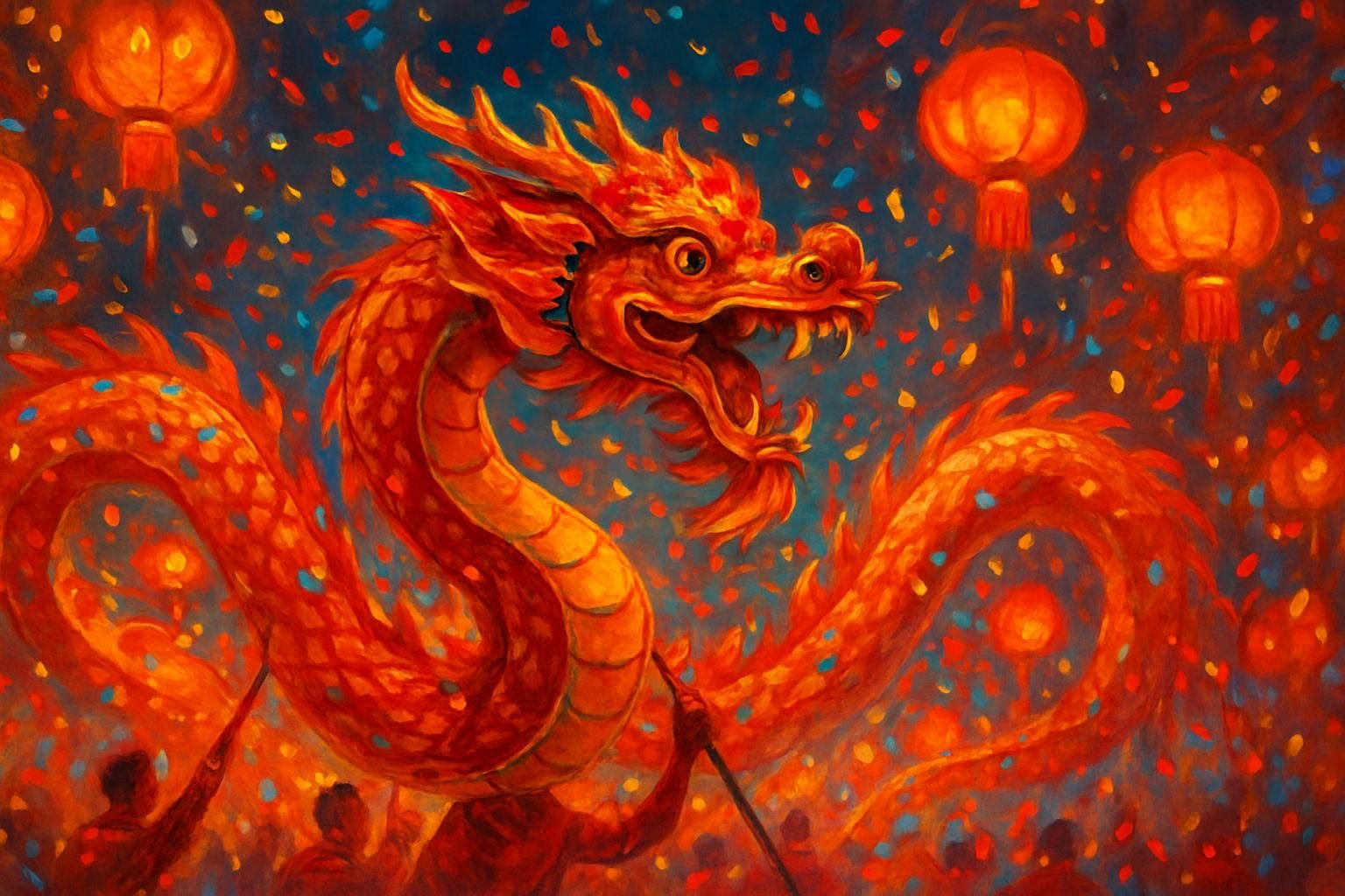 Dragon Dance eCard - free Lunar New Year greeting card