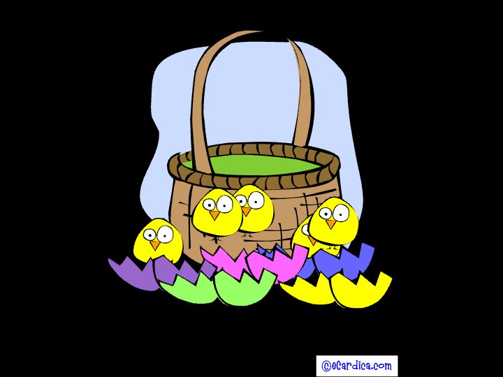 Easter Chicks Hatching Basket eCard - free Easter greeting card
