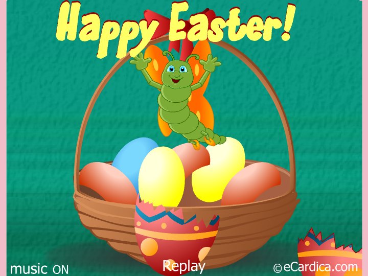 Happy Easter Bunny And Basket eCard - free Easter greeting card