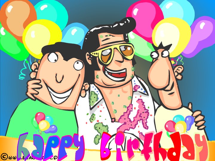 Elvis Impersonator Happy Birthday eCard - free Funny greeting card