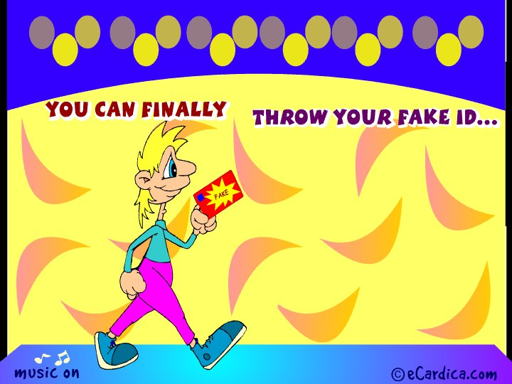 Throw Away Your Fake ID eCard - free 18th Birthday greeting card