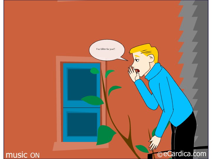 Fallen For You Guy At Window eCard - free Flirting greeting card