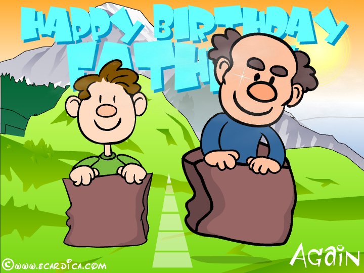 Happy Birthday Father Cartoon eCard - free Father's Day greeting card