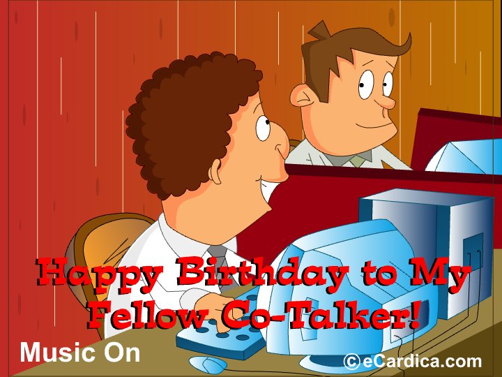 Happy Birthday Fellow Coworker eCard - free Business & Office greeting card
