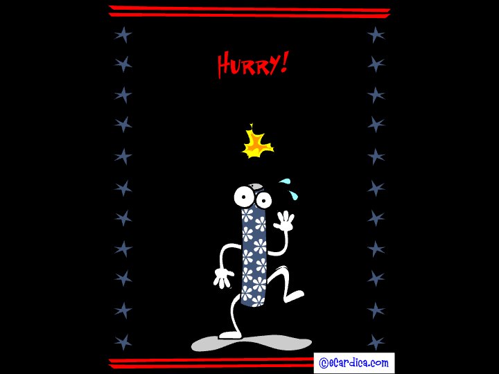 Nervous Firecracker Hurry Independence Day eCard - free Fourth of July greeting card