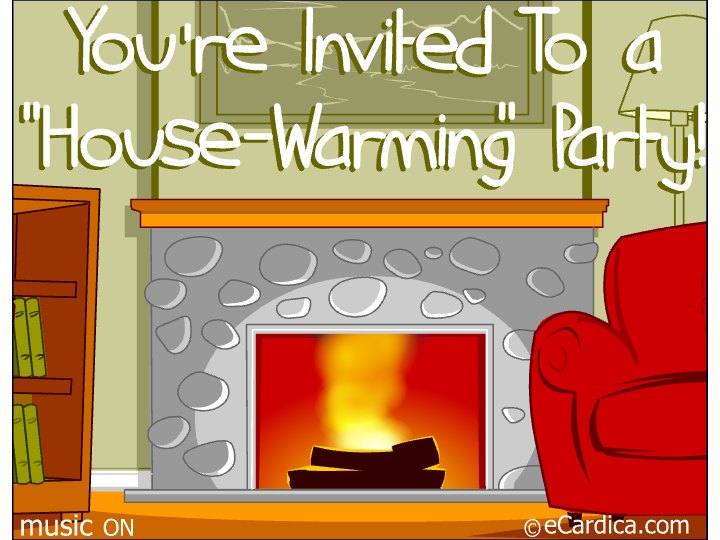 Cozy Fireplace Housewarming Invite