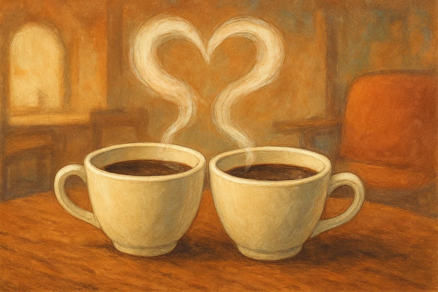 Two Coffees eCard - free Flirting greeting card
