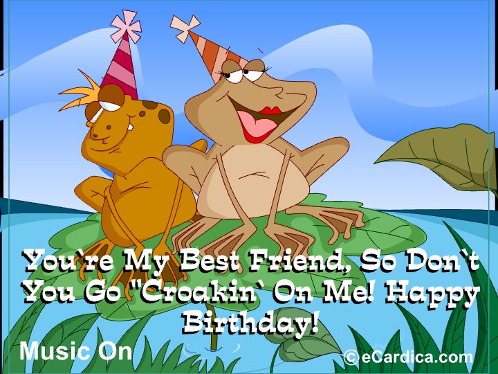 Best Friend Frogs Birthday eCard - free Best Friend Birthday greeting card