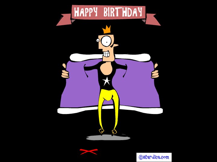 Flashy Gay Happy Birthday eCard - free Pride greeting card