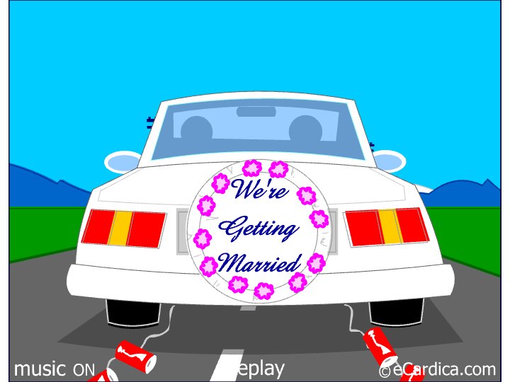 We're Getting Married Car eCard - free Wedding greeting card