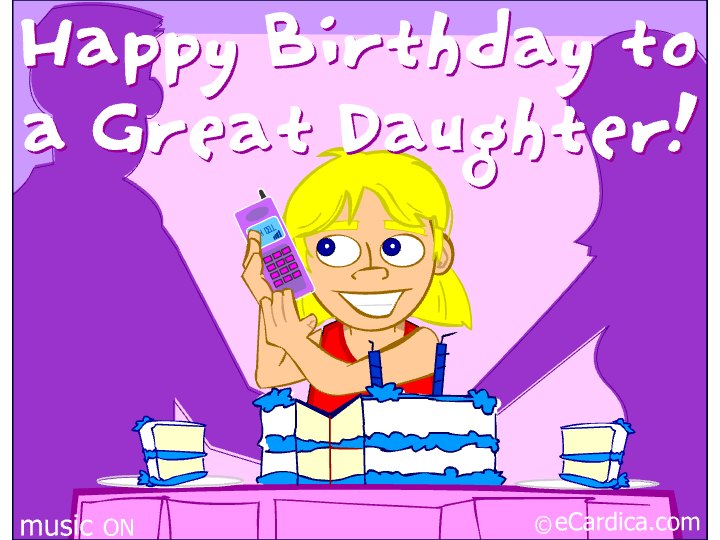 Chatty Daughter On The Phone eCard - free Daughter Birthday greeting card