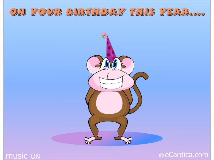 Go Bananas Birthday Monkey eCard - free Funny greeting card