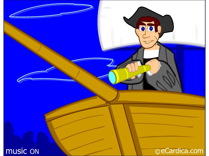 Columbus Spotting Land Spyglass eCard - free Columbus Day greeting card