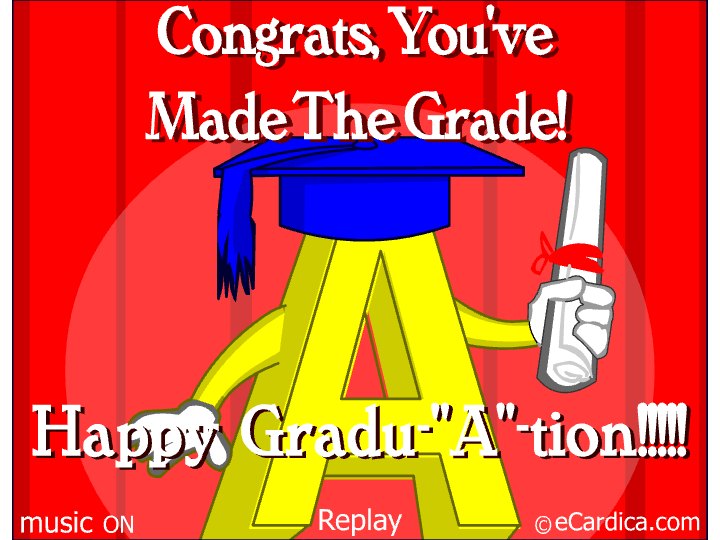 Made The Grade Happy Graduation eCard - free Graduation greeting card