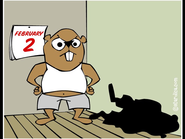 Grumpy Groundhog Sees His Shadow eCard - free More Holidays greeting card