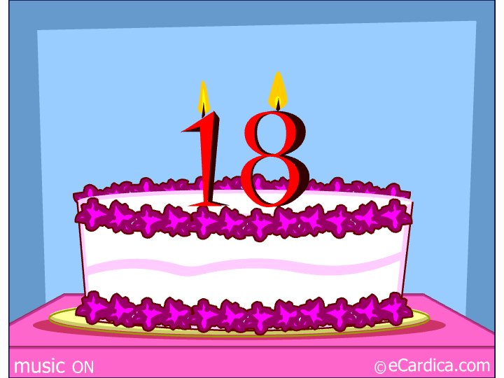 Pink 18th Birthday Cake eCard - free 18th Birthday greeting card