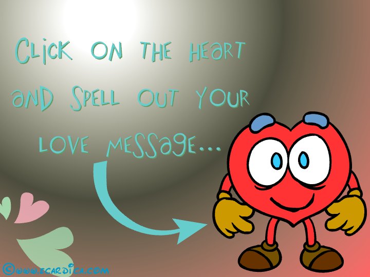 Click The Heart Love Message eCard - free Flirting greeting card