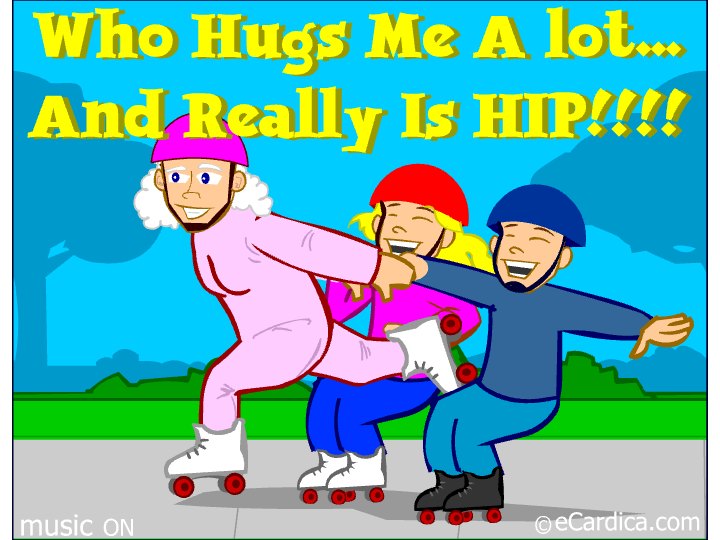 Hip Roller Skating Granny eCard - free Grandma Birthday greeting card