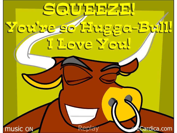 Huggable Bull I Love You eCard - free Hugs greeting card