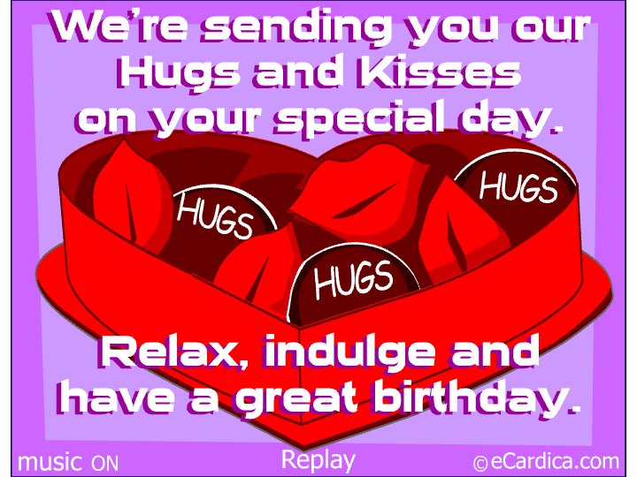 Box Of Birthday Hugs And Kisses eCard - free Family greeting card
