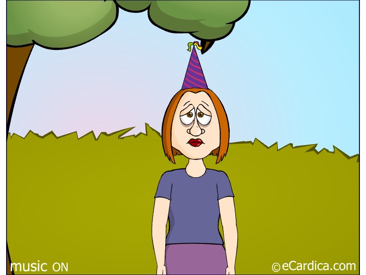 Party Hat Under The Tree eCard - free 40th Birthday greeting card
