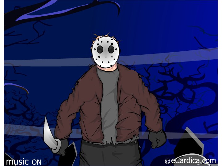Spooky Masked Slasher Friday Night eCard - free More Holidays greeting card