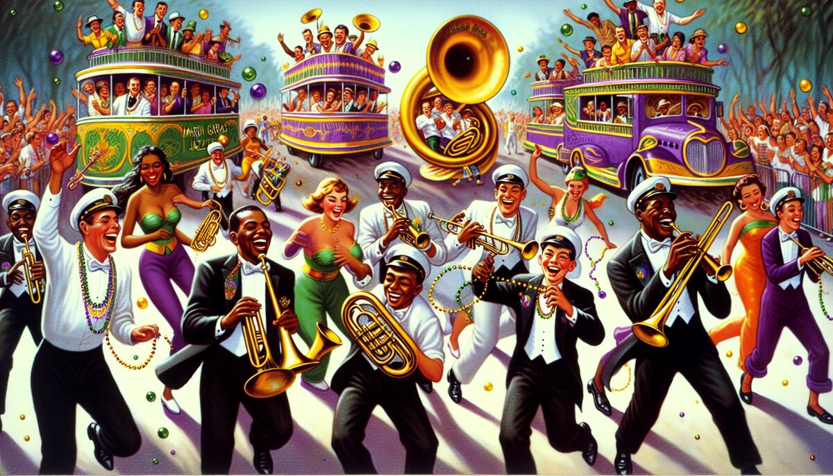 Jazz Parade eCard - free Mardi Gras greeting card