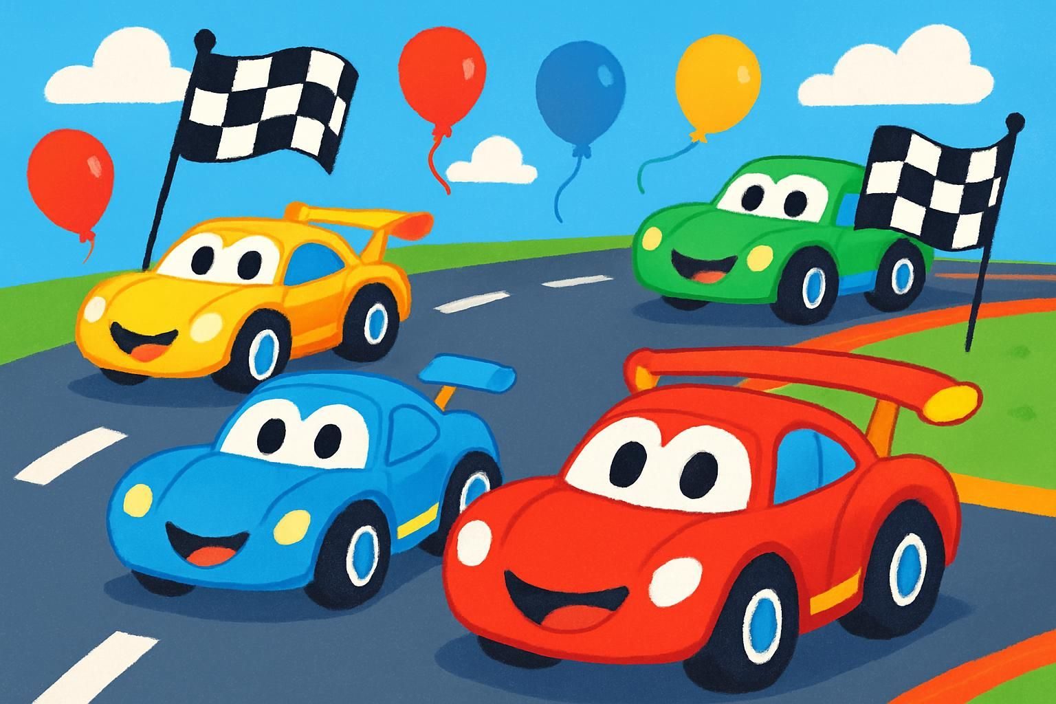 Race Day eCard - free Kids Birthday greeting card