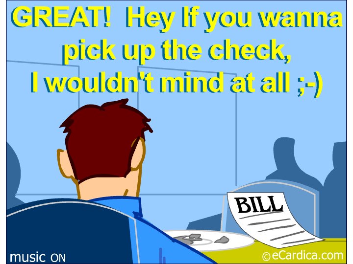 Office Lunch Date Pick The Check eCard - free Business & Office greeting card