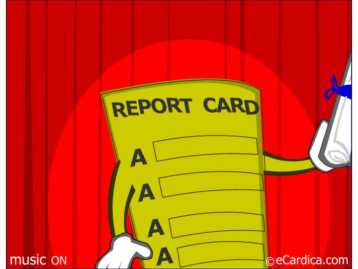 Straight A Report Card Graduation eCard - free Graduation greeting card