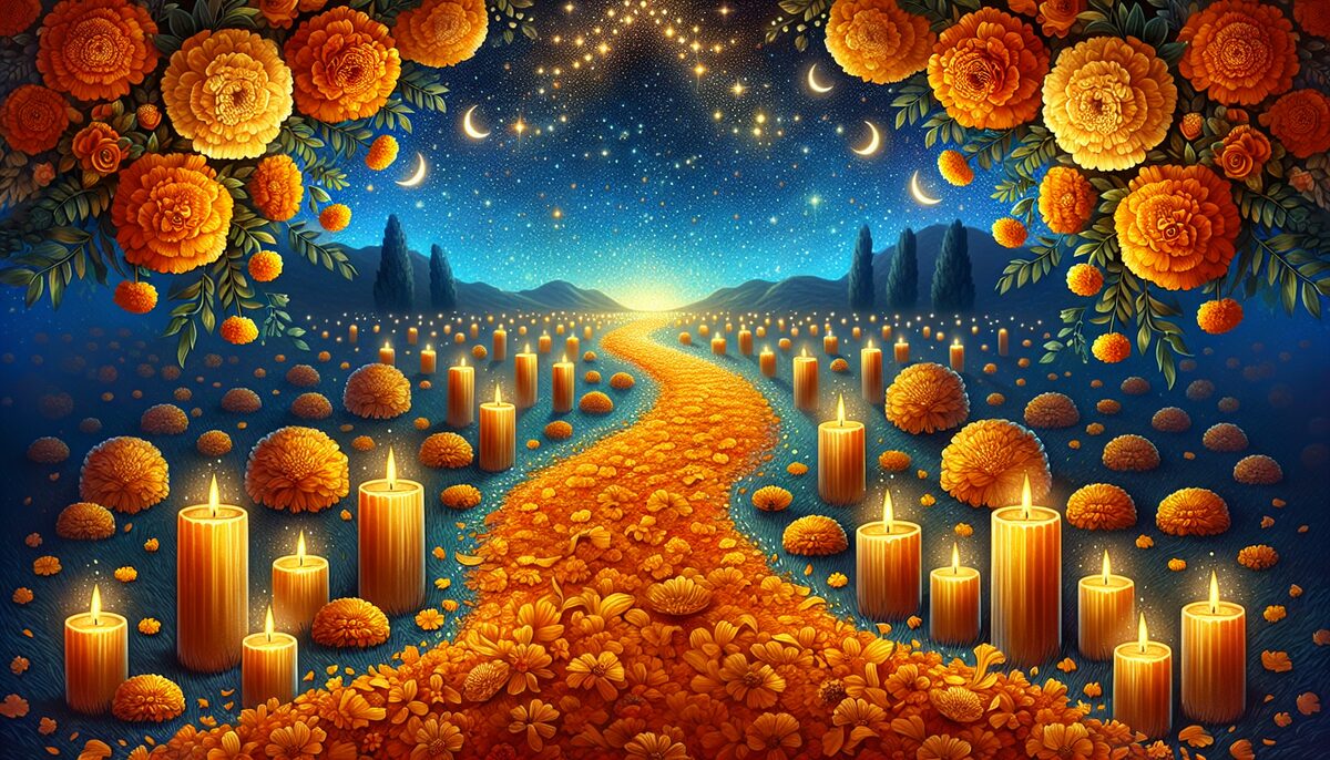 Marigold Path eCard - free Day of the Dead greeting card